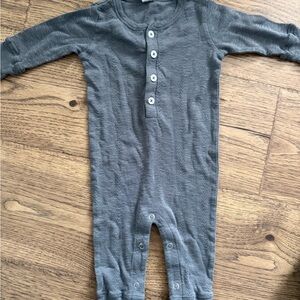 kate quinn Gray Long-Sleeve Footie One-Piece
